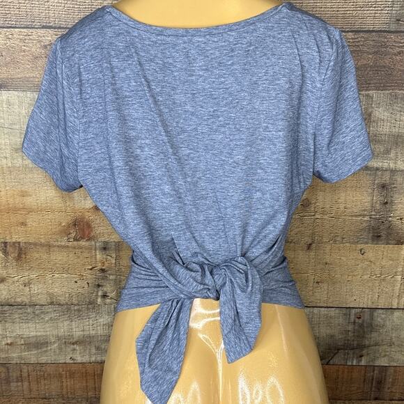 Outdoor Voices Short Sleeve Split Tie Back Top Heather Gray Size Medium - Picture 9 of 10